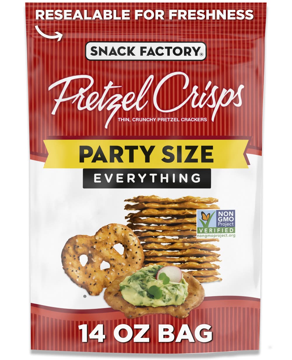 Snack Factory Party Size Pretzel Crisps, Everything (14 oz)