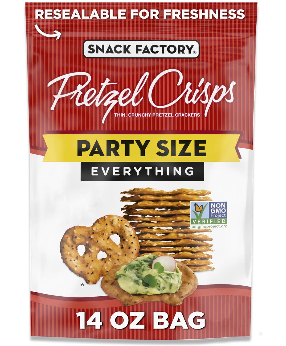 Snack Factory Party Size Pretzel Crisps, Everything (14 oz)