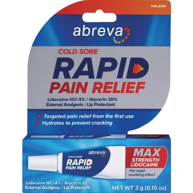Abreva Cold Sore Rapid Pain Relief Cream, 3g
