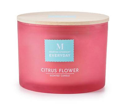 Citrus Flower Sunkissed Coral Frosted Lidded 3-Wick Jar Candle, 13.3 oz.