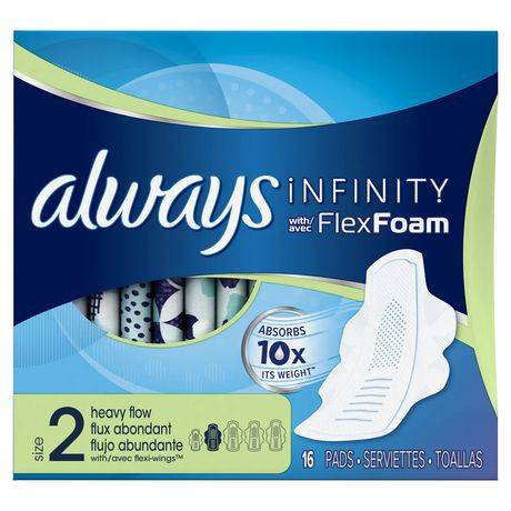 Always Infinity Size 2 Super Pads With Wings Unscented (16 units)