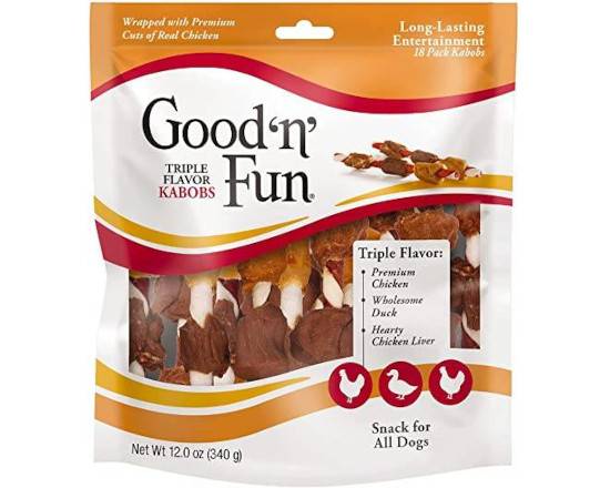 Good 'n' Fun Triple Flavor Kabobs Snack for All Dogs, 18 count, 12.0 oz