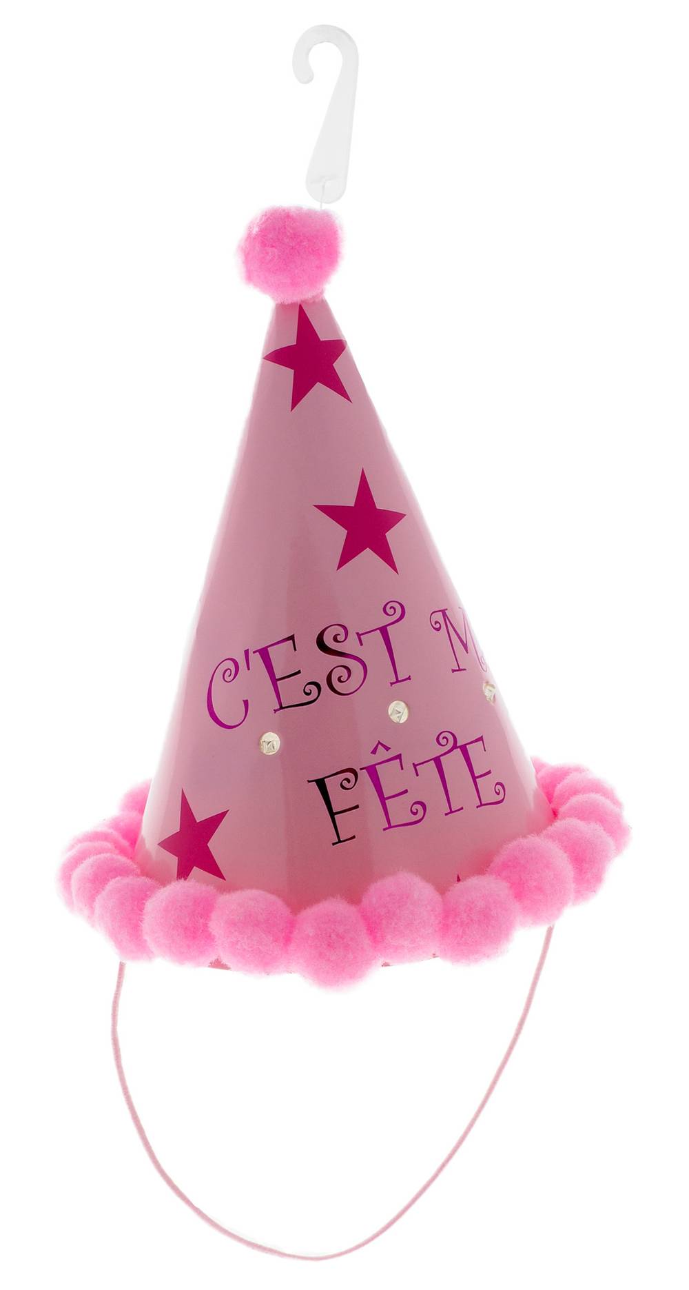 Français chapeau de fête avec pompons - french's birthday hat with pom poms, pink