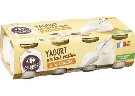 Carrefour Original - Yaourt lait entier vanille (8 pièces)