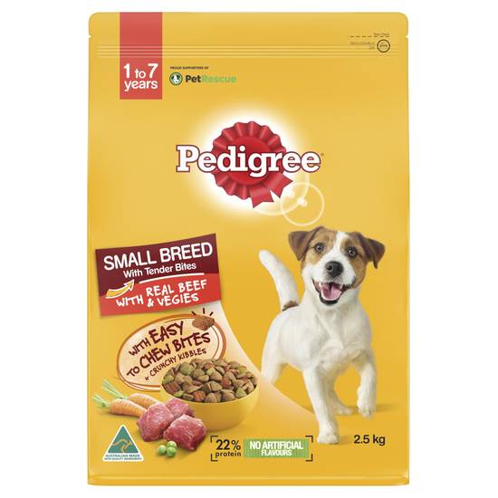 Pedigree Real Beef With Vegies Small Breed Dry Dog Food 2.5kg