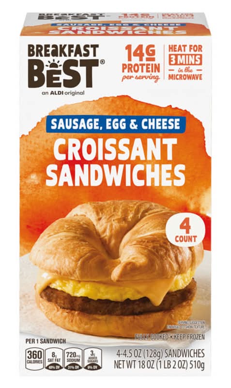Breakfast Best Croissant Sandwich, Sausage Egg & Cheese (4.5 oz, 4 ct)