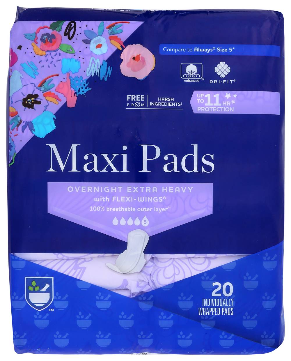 Rite Aid Overnight Extra Heavy Maxi Pads With Flexi Wings (20 Ct)