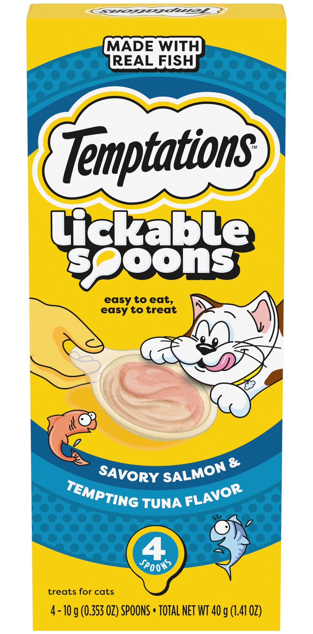 Temptations Lickable Spoons Adult Wet Cat Treats, Salmon-Tuna (10 g, 4 ct)