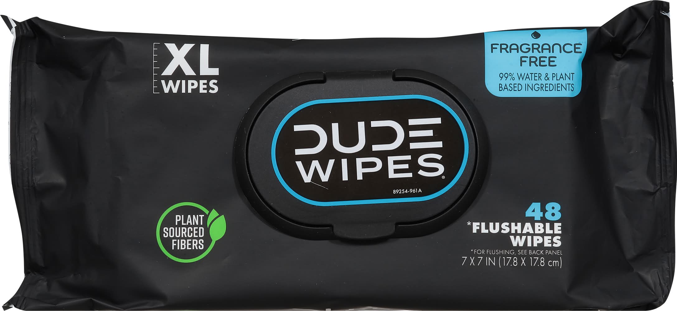 DUDE Wipes Fragrance Free Flushable Wipes, 7x7 in (48 ct)