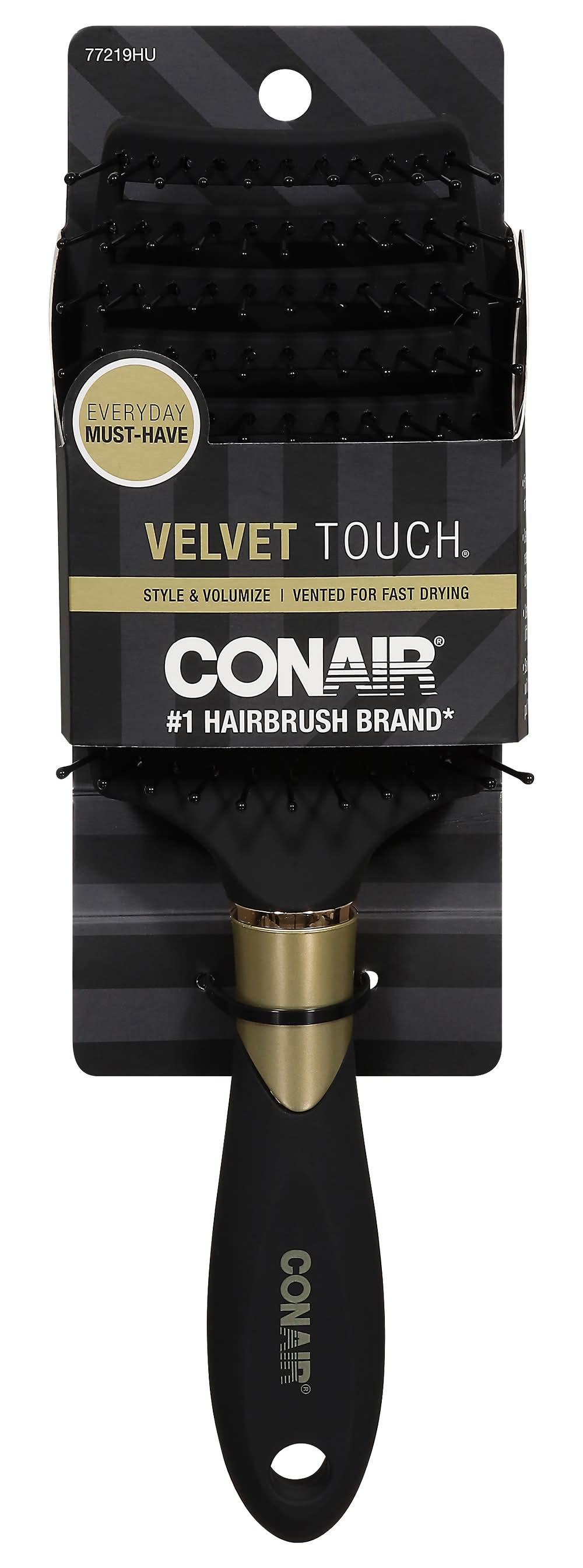 Conair Velvet Touch Fast Dry Hair Brush, Black