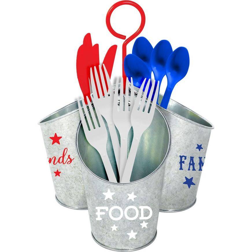 Party City Metal Utensil Caddy (7.25 in x 10.75 in/silver)