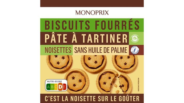 Monoprix Biscuits fourr{s pâte @ tartiner noisette Le paquet de 240g