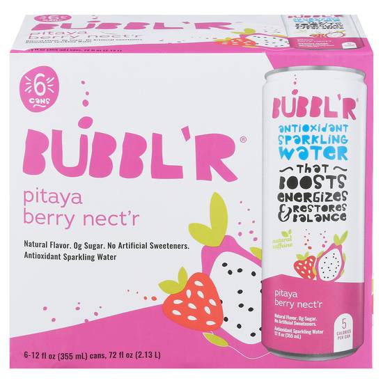 Bubbl'r Pitaya Berry Nect'r Antioxidant Sparkling Water (6 pack, 12 fl oz)