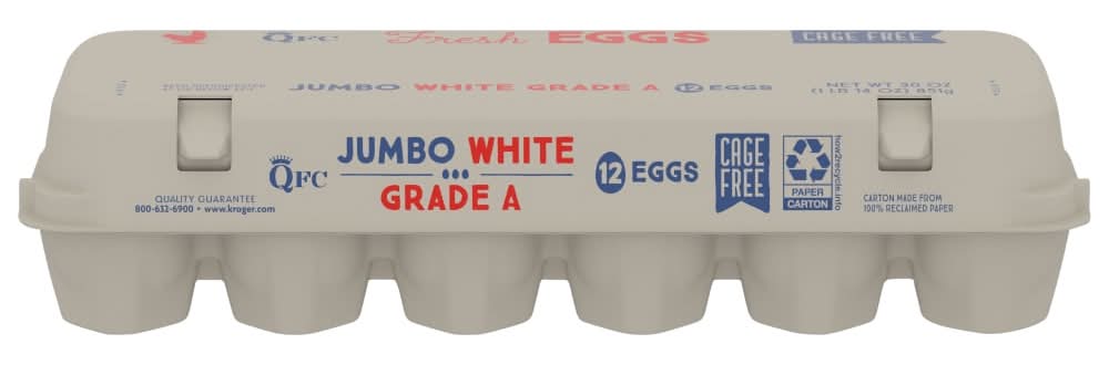 QFC Cage Free White Grade a Eggs Jumbo (12 ct)