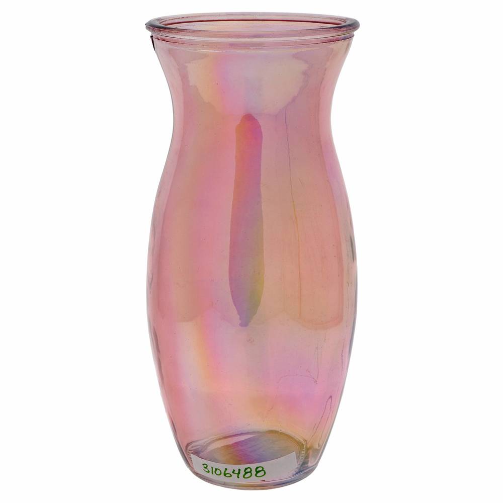 Grand vase iridescent p/fleurs assorties