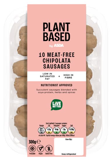 ASDA Plant Based Meat-Free Chipolata Sausages (10 pack)