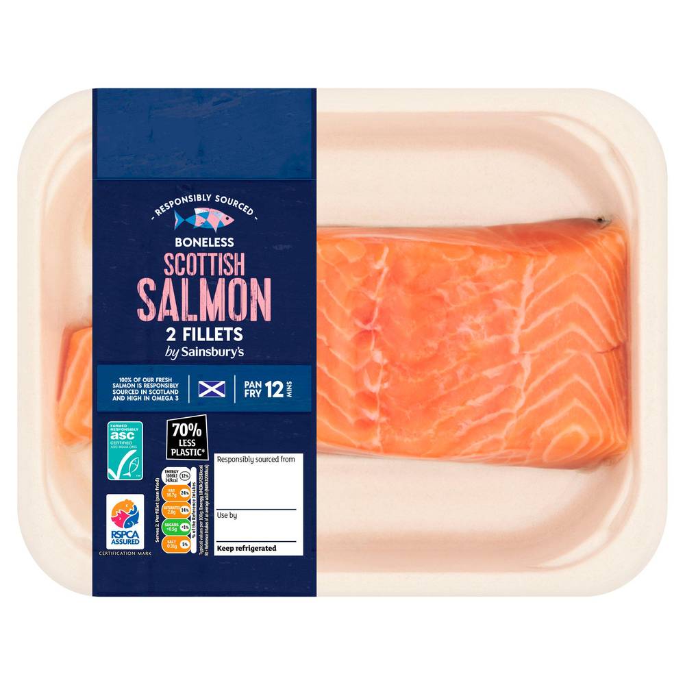 Sainsbury's Skin on ASC Scottish Salmon Fillets x2 240g