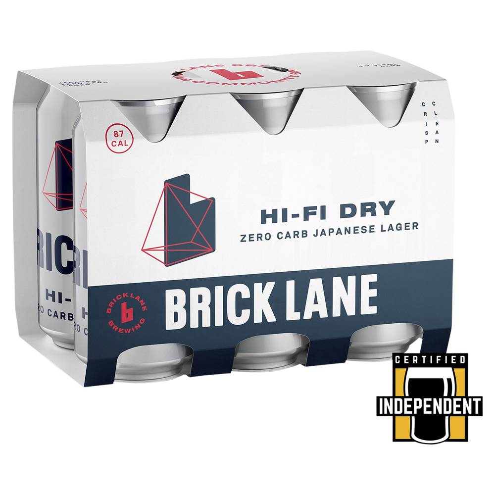 Brick Lane Hi-Fi Dry Japanese No Carb Lager Can 355mL X 6 pack