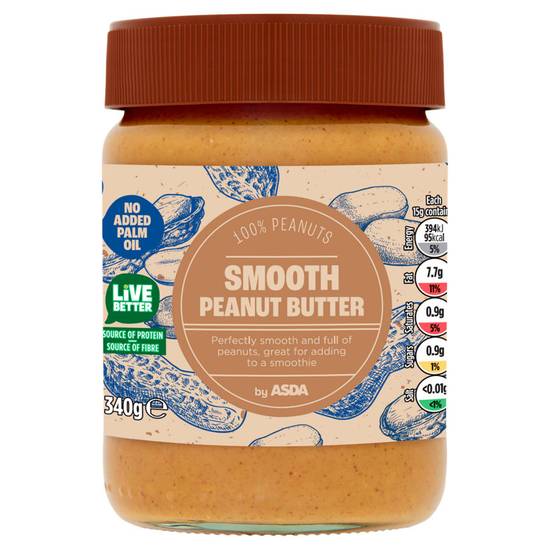 ASDA 100% Peanuts Smooth Peanut Butter 340g