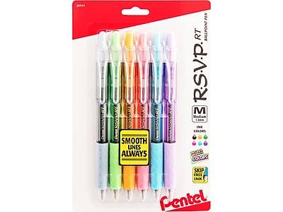 Pentel R.S.V.P. RT Retractable Ballpoint Pens, Medium Point, Assorted Colors Ink, 6/Pack (BK93FBP6M)