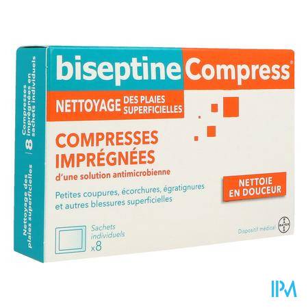 Biseptinecompress Compresse Sachet 8 Désinfectant - Premiers soins