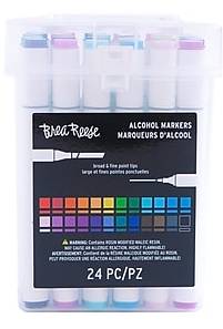 Brea Reese Alcohol-Based Markers, Twin Tip, Assorted Colors, 24/Pack (35487)