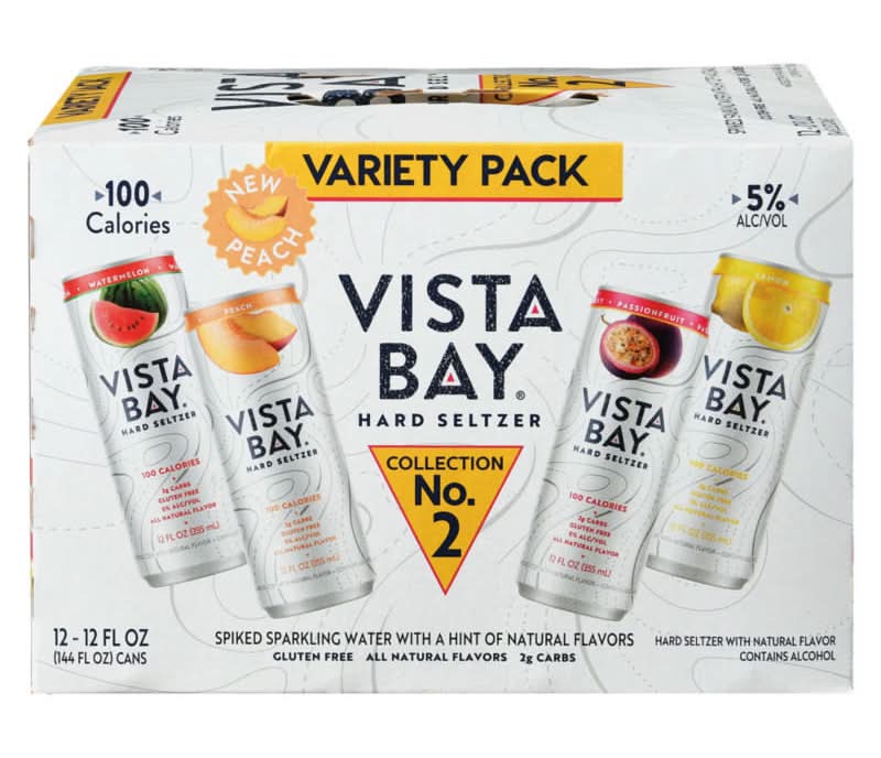 Vista Bay Collection No.2 Hard Seltzer Variety pack, Lemon-Passionfruit-Tangerine-Watermelon (12 x 12 fl oz)