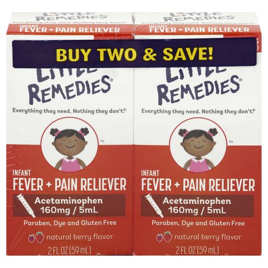 Little Remedies Natural Berry Flavor Infant Fever + Pain Reliever (2 ct)
