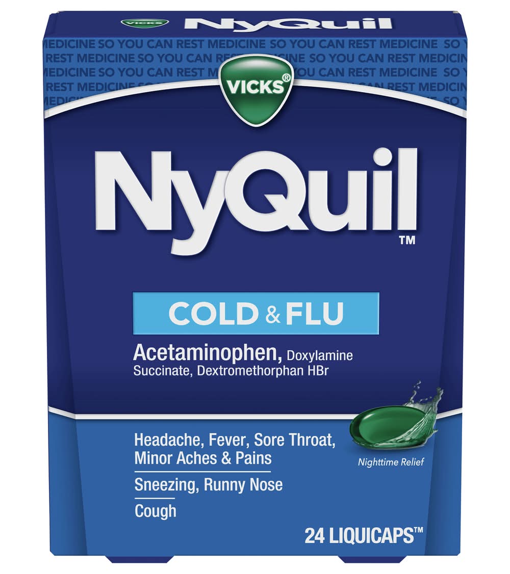 Vicks Nighttime Relief Cold & Flu Acetaminophen Liquicaps (24 ct)