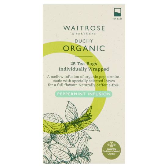 Waitrose Duchy Organic Peppermint Infusion Tea Bags (25 ct,37.5g)