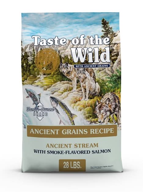 Taste of the Wild Ancient Stream All Life Stages High Protein Recipe, Smoke-Flavored Salmon & Ancient Grains Dry Dog Food, 28lbs