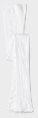 Girls' Footless Ribbed Tights - Cat & Jack™ White L: Over the Knee, Solid Knit, Large