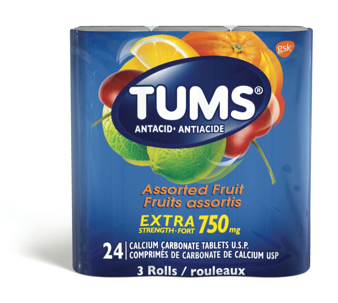 Tums Extra Strength Antiacid Tablets 750 mg, Assorted Fruit (3 ct)