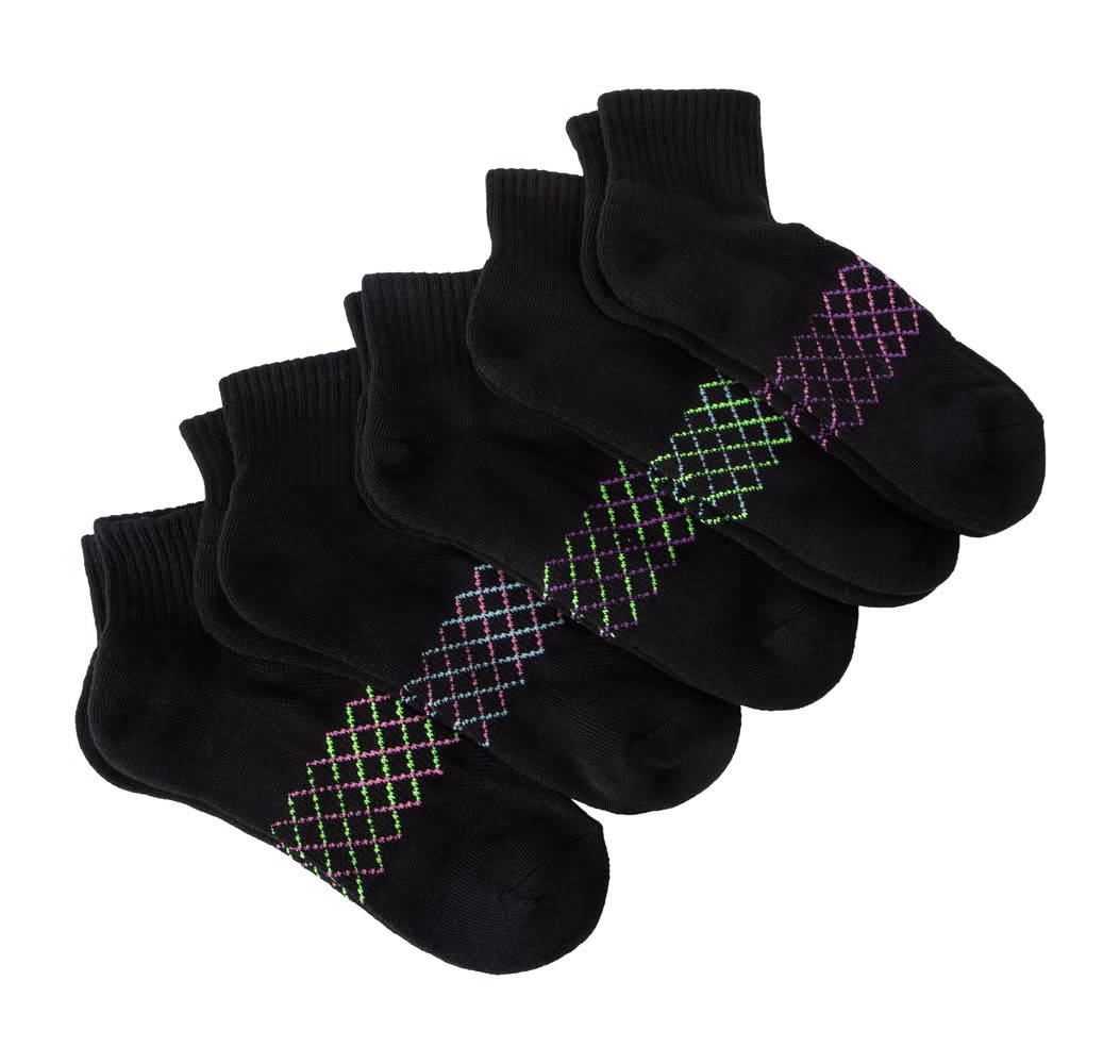 Juniors Series-8 Fitness™ White Performance Qtr Crew Socks 5-Pairs Black
