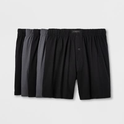 Goodfellow & Co. Mid Rise Knit Boxers, Men, M, Gray-Black (5 ct)