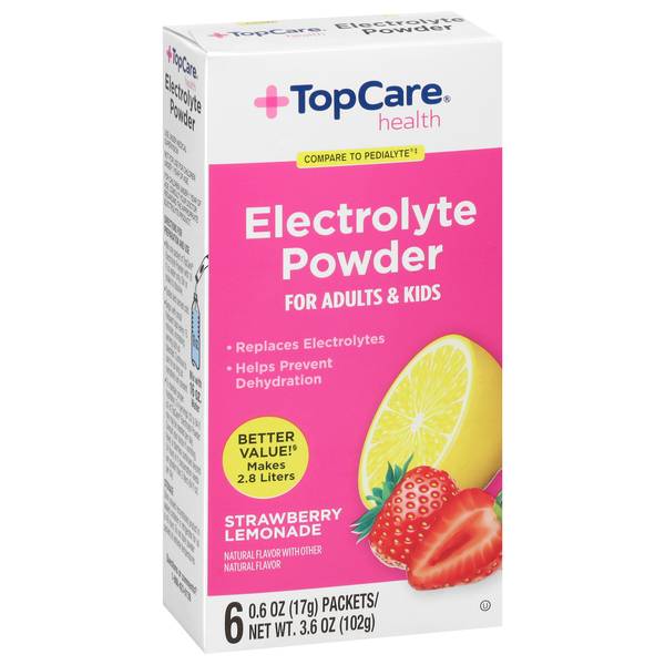 TopCare Strawberry Lemonade Electrolyte Powder For Adults & Kids 6-0.6 oz Packets