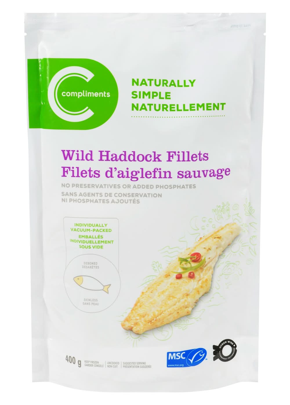 Compliments Naturally Simple Frozen Wild Haddock Fillets (400 g)