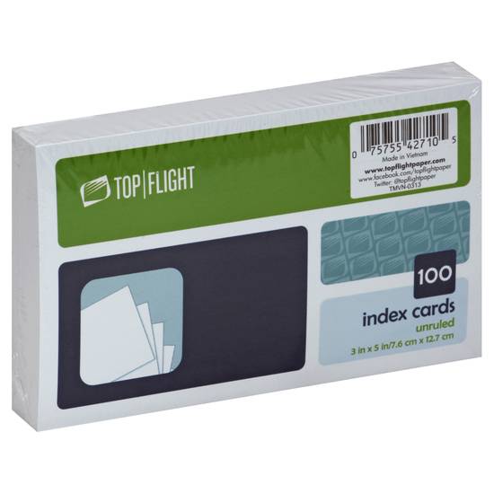 Top Flight Unruled Index Cards (100 ct)