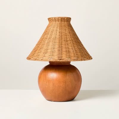Wood Base with Rattan Shade Accent Table Lamp - Hearth & Hand™ with Magnolia