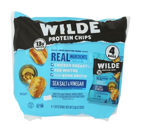 Wilde Sea Salt & Vinegar Chicken Protein Chips 4 Pack