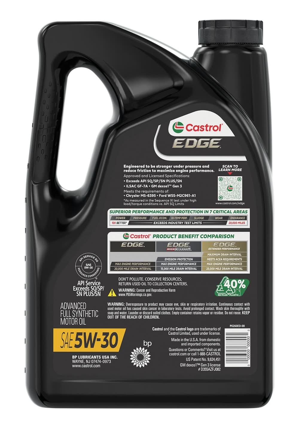 Advanced Full Synthetic Motor Oil 5W-30 – 5 Quart Jug – Gasoline Engines