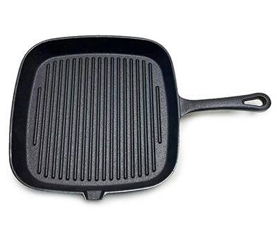 Real Living Square Cast Iron Grill Pan, 9.25"