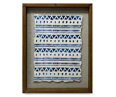 Blue & White Patterned Framed Fabric, (14" x 18")