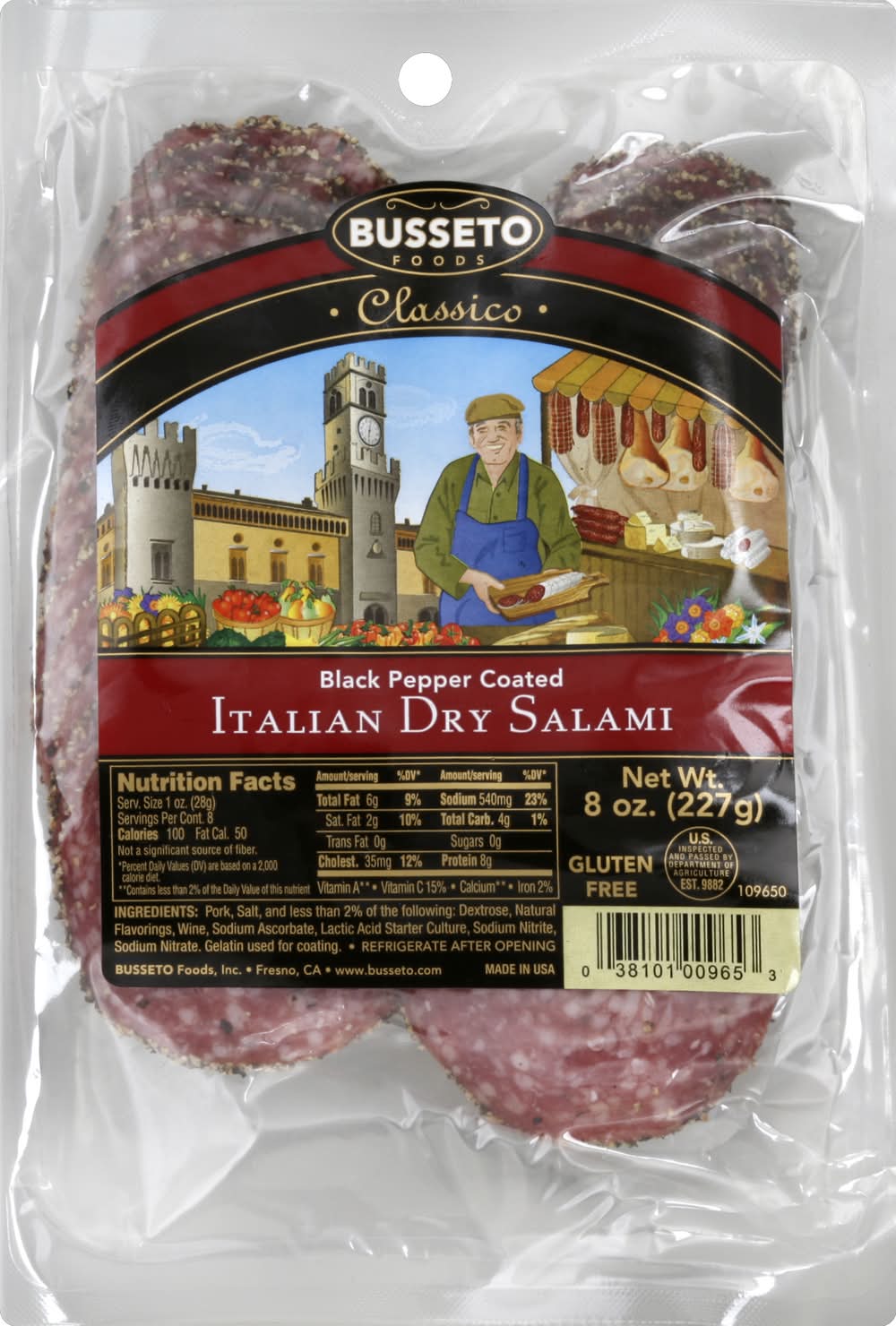Busseto Foods Gourmet Rolled in Black Pepper Dry Salami (8 oz)
