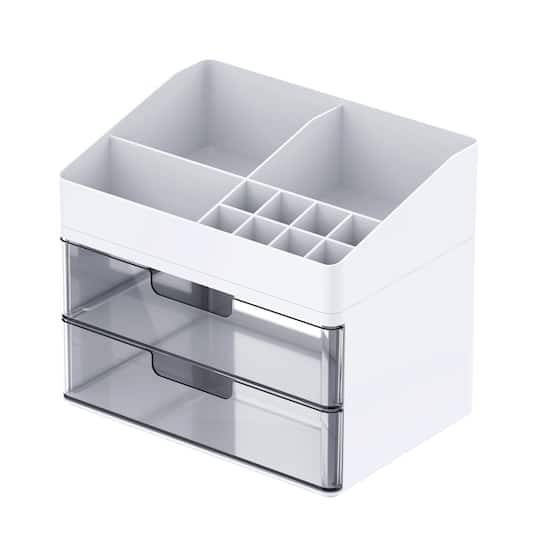 White Storage Organizer With Clear Drawers By Simply Tidy