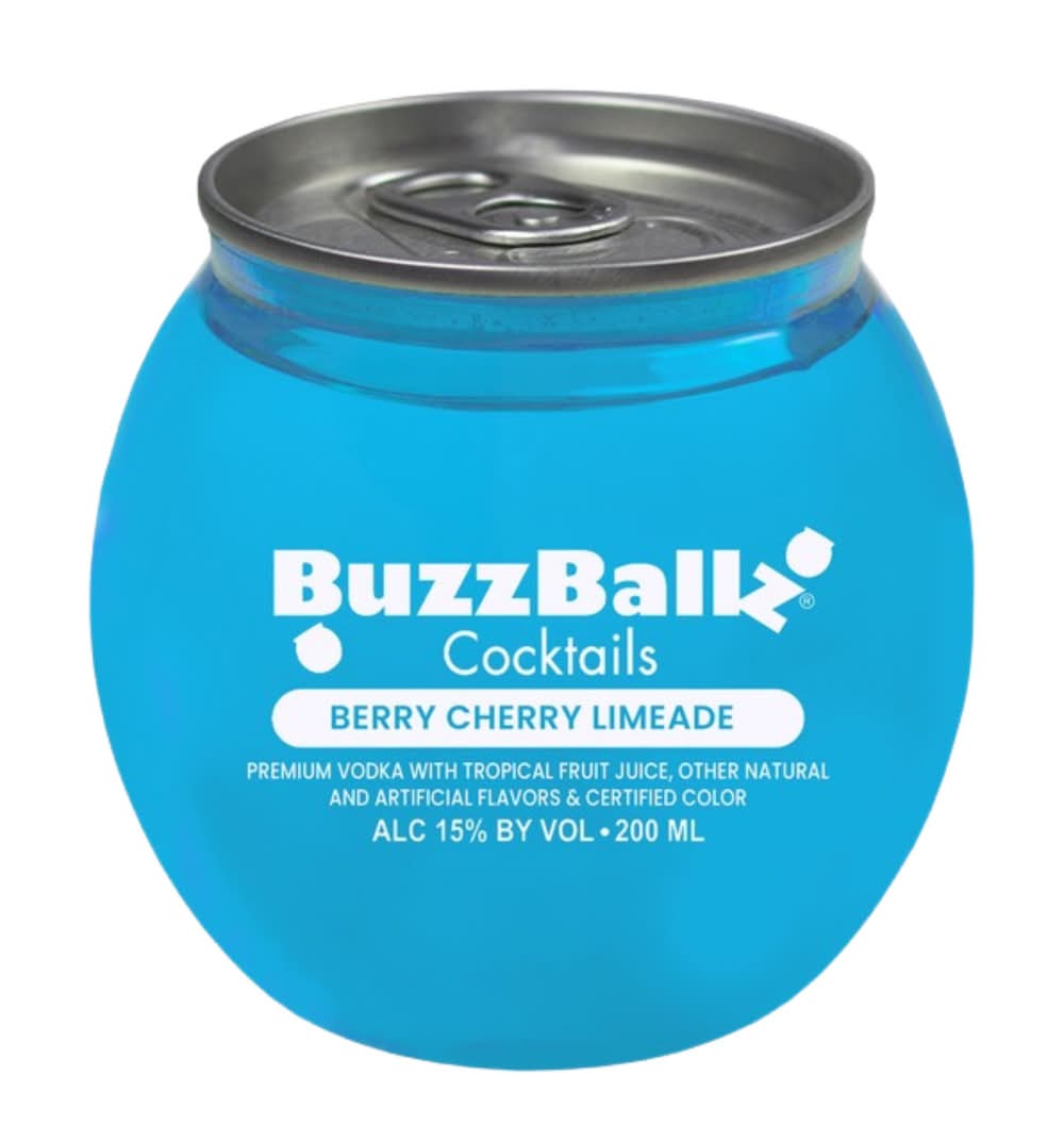 BuzzBallz Ready To Drink Vodka Fruit Cocktails, Berry Cherry Limeade (200 ml)