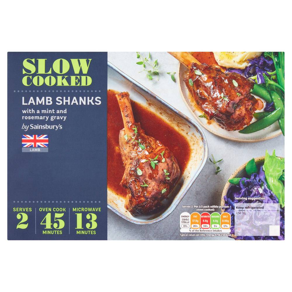 Sainsbury's Slow Cook Lamb Shanks with Mint 680g (Serves 2)