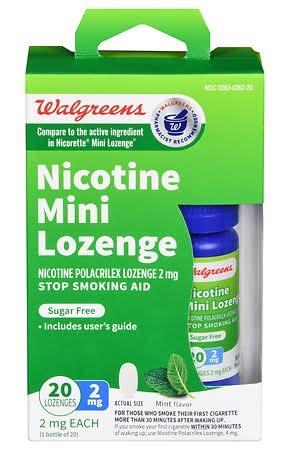 Walgreens Nicotine Mini Stop Smoking Aid Lozenge, Mint (20 ct)