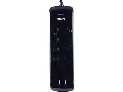 Philips 7 Outlet Power Strip Surge Protector (black)