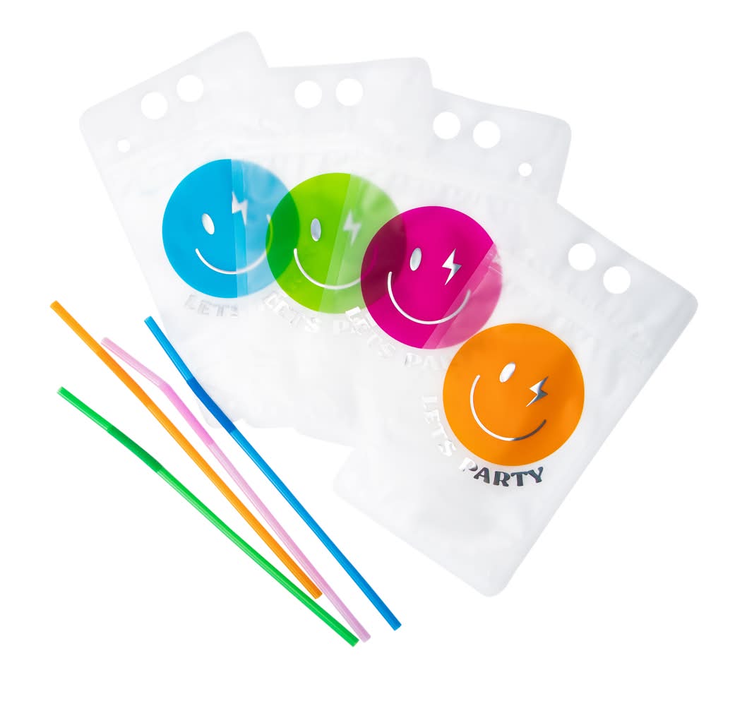 Smiley Pouch Sipper 4-Count